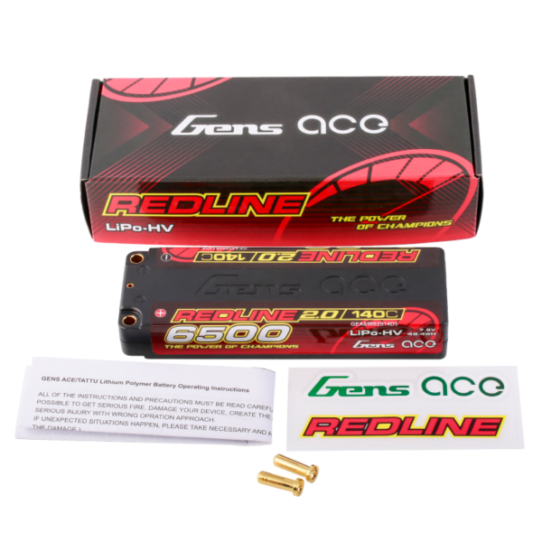 6500mAh 140C 7.6V 2S Gens ace Redline 2.0 Series HardCase HV Lipo Battery (5mm, 264g)