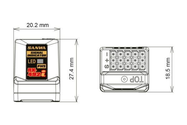 Sanwa RX-492i (FH5/FH5U) Waterproof Telemetry Built in Antenna Receiver w/Signal Indicator