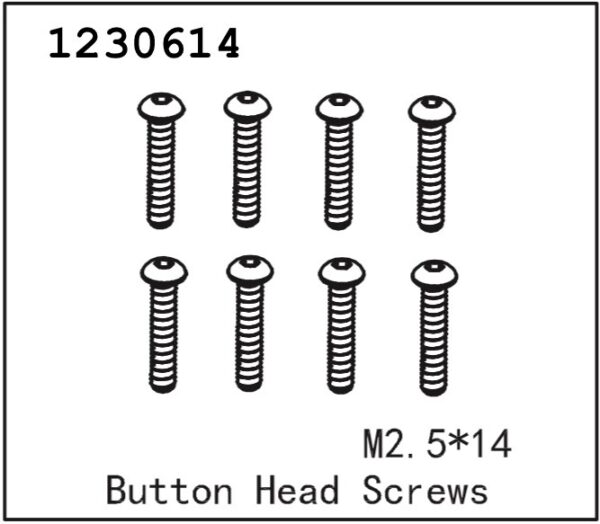 Absima Button Head Screw M2.5*14 (8)