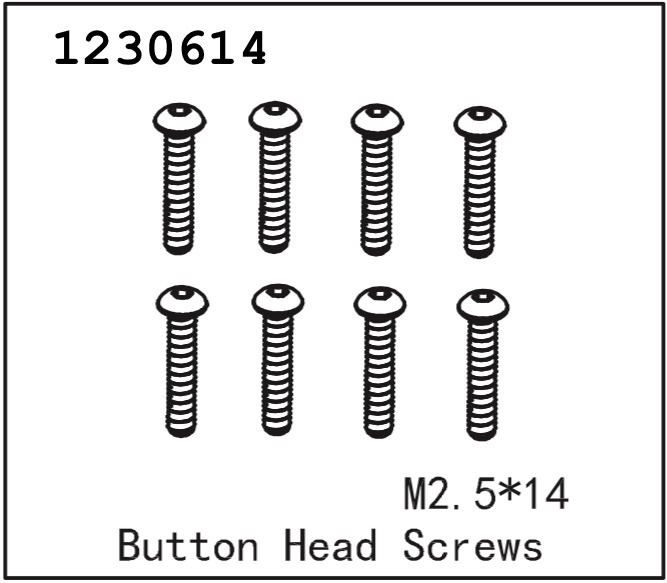 Absima Button Head Screw M2.5*14 (8)