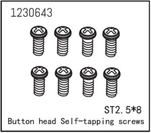 Absima Button Head Screws - Selftapping M2.5*8 (8)