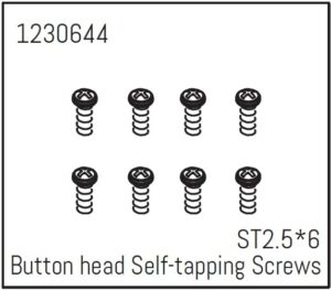 Absima Button Head Screws - Selftapping M2.5*6 (8)