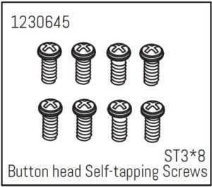 Absima Button Head Screws - Selftapping M3*8 (8)