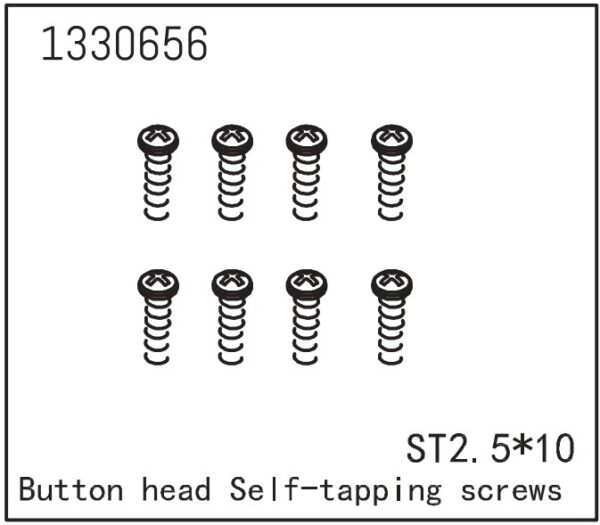 Absima Button Head self-tapping Screws ST2.5*10 (8)