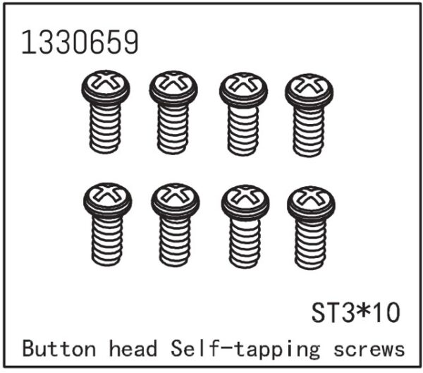 Absima Button Head self-tapping Screws ST3*10 (8)