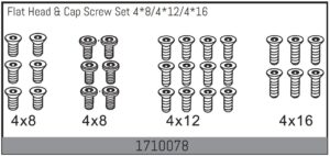 Absima Flat Head & Cap Screw Set 4*8/4*12/4*16