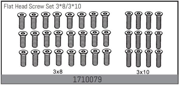 Absima Flat Head Screw Set 3*8/3*10