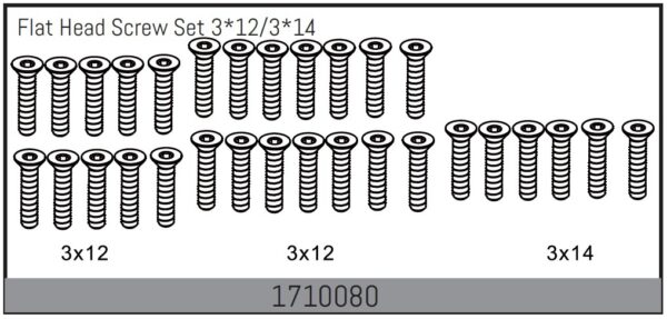 Absima Flat Head Screw Set 3*12/3*14