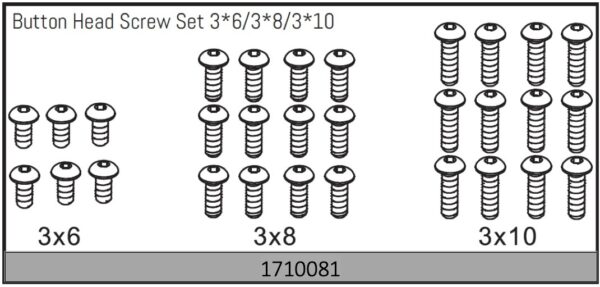 Absima Button Head Screw Set 3*6/3*8/3*10