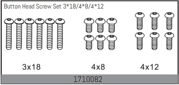 Absima Button Head Screw Set 3*18/4*8/4*12