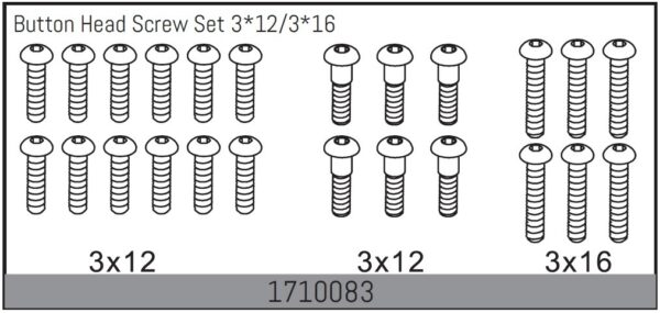Absima Button Head Screw Set 3*12/3*16