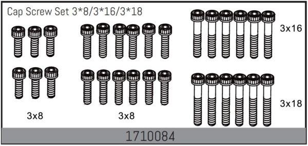 Absima Cap Screw Set 3*8/3*16/3*18