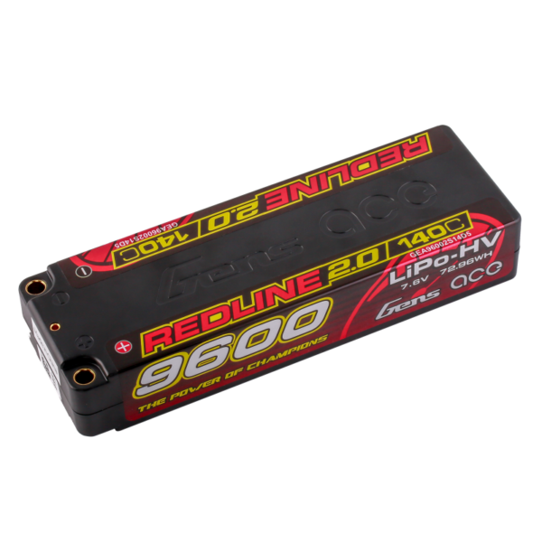 9600mAh 140C 7.6V 2S Gens ace Redline 2.0 Series HardCase HV Lipo Battery (5mm, 324g)