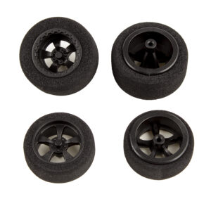 Team Associated DR28 Front or Rear Wheels and Tires, mounted, black