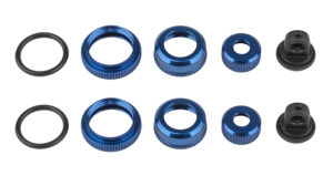 Team Associated FT 10 mm Shock Caps and Collars, blue aluminum