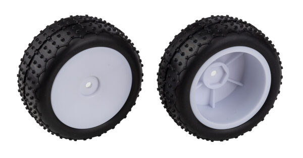 Team Associated Reflex 14 Mini Pin Tires, Wide Wheels, mounted, white