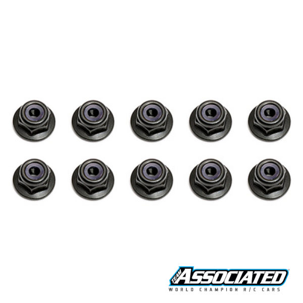 Nuts M3 Nylon Flanged Black (10) (25612) Team Associated