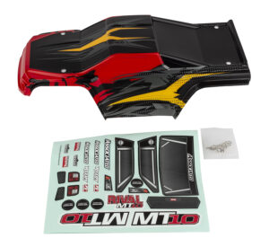 Team Associated RIVAL MT10 Body V2, red/yellow