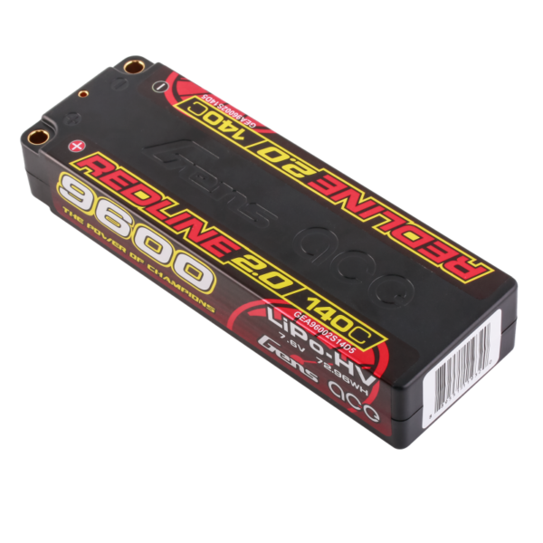 9600mAh 140C 7.6V 2S Gens ace Redline 2.0 Series HardCase HV Lipo Battery (5mm, 324g)