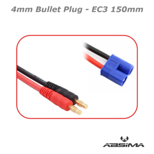Absima Charging Cable 4mm Bullet Plug - EC3 150mm (3040031)