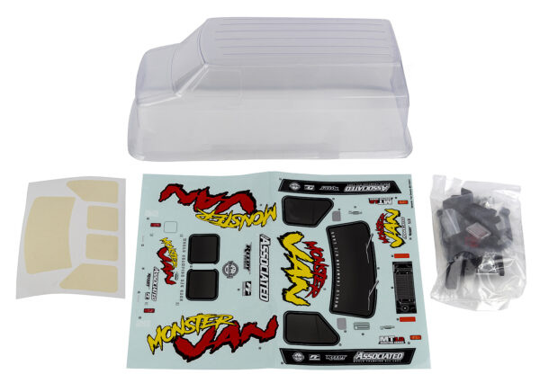 Team Associated MT12 Monster Van Body Set, clear