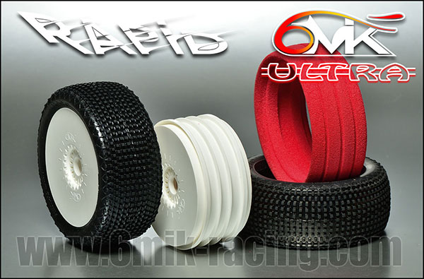6Mik RAPID CS Liimimata (2) - 1:8 Bagi rehvid + Valged veljed + Punased sisud - TKUW10CS 1 6Mik RAPID CS Un-Glued (2) - 1:8 Buggy tires + White rims + Red inserts - TKUW10CS