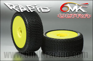 6Mik RAPID Green Glued (2) - 1:8 Buggy tires | Yellow rims | Red inserts - TUY10I