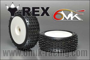 6Mik T-REX Blue (2) - 1:8 Buggy pre-glued wheels white rims TD3B