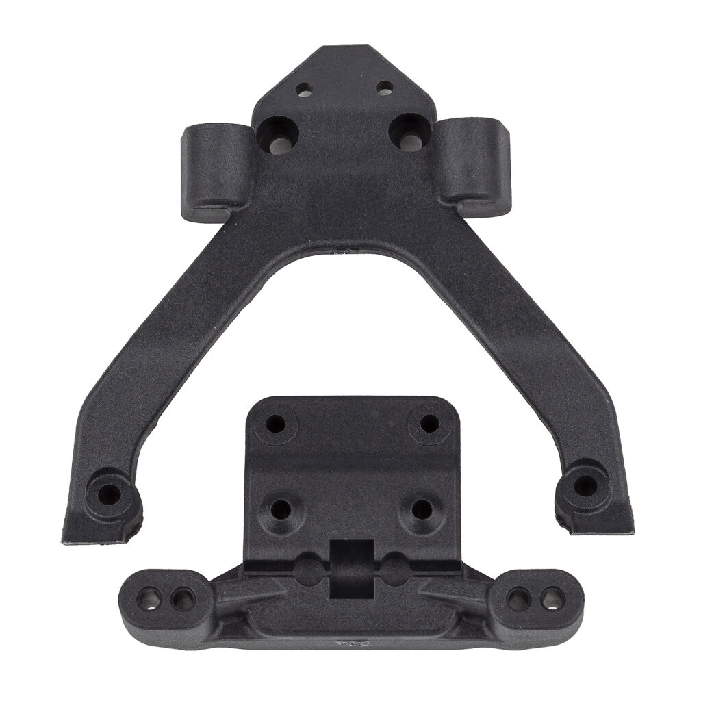 Front Top Plate and Ballstud Mount angled Carbon RC10B6.4 FT (71183)