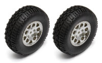 Team Associated SC10B Front Wheels/Tires, mounted, chrome