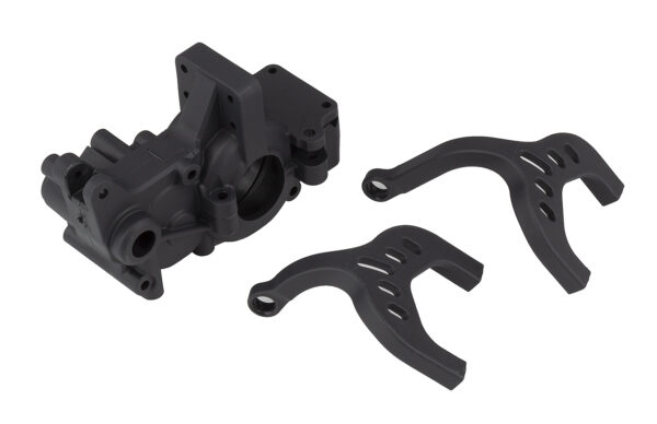 Team Associated RC10B6 FT Laydown Gearbox and Chassis Braces, carbon