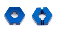 Team Associated B64 Front Wheel Hexes, 12 mm, blue aluminum (3.5mm thick)