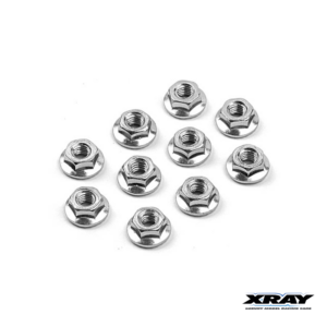 Wheel Nut M4 Serrated Steel (10) (960240) Xray