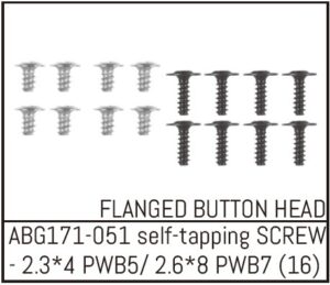 Absima Button Head Screw M2.3*4 (8) / M2.6*8 (8)