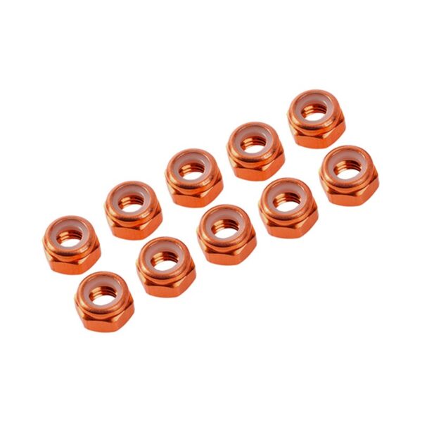 Nuts M3 Nylon (10) (UR1502) Ultimate Racing Orange
