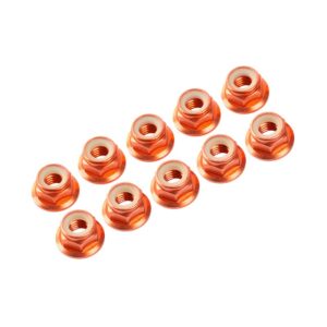 Nuts M4 Nylon Flanged (10) (UR1513) Ultimate Racing Orange