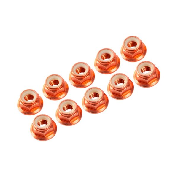 Nuts M4 Nylon Flanged (10) (UR1513) Ultimate Racing Orange