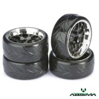 Absima Wheel Set Drift LP " Comb / Profile A" black/chrome 1:10 (4 pcs)