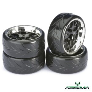 Absima Wheel Set Drift LP " Comb / Profile A" black/chrome 1:10 (4 pcs)