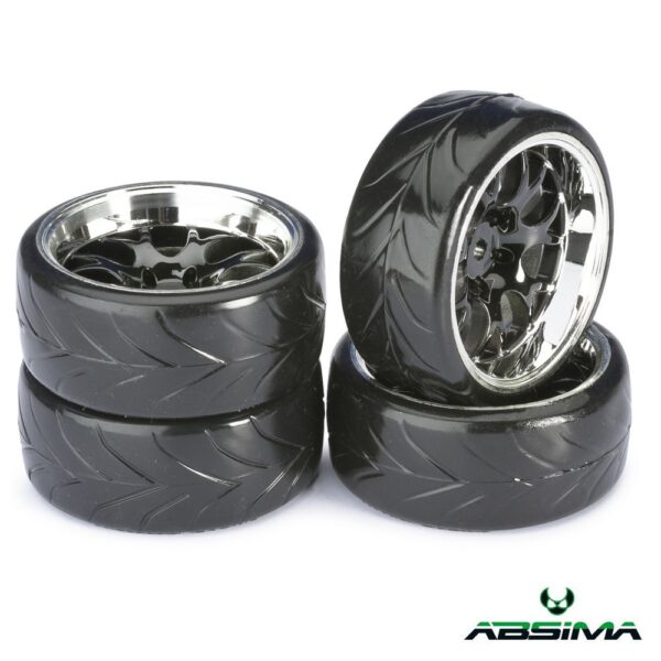 Absima Wheel Set Drift LP " Comb / Profile A" black/chrome 1:10 (4 pcs)