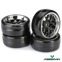 Absima Wheel Set Drift LP " Comb / Profile B" black/chrome 1:10 (4 pcs)