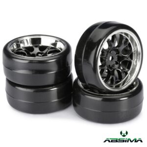 Absima Wheel Set Drift LP " Comb / Profile B" black/chrome 1:10 (4 pcs)