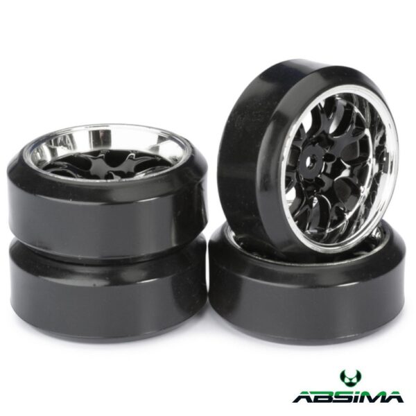 Absima Wheel Set Drift LP " Comb / Profile C" black/chrome 1:10 (4 pcs)