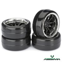 Absima Wheel Set Drift LP " 9 Spoke / Profile B" black/chrome 1:10 (4 pcs)