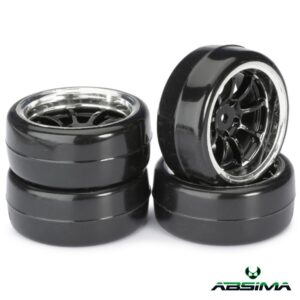 Absima Wheel Set Drift LP " 9 Spoke / Profile B" black/chrome 1:10 (4 pcs)