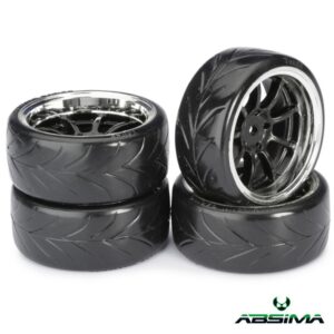 Absima Wheel Set Drift LP " 9 Spoke / Profile A" black/chrome 1:10 (4 pcs)