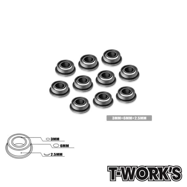 Ball Bearing 3x6x2.5mm Flanged (10) (BB-3625F) T-Work's