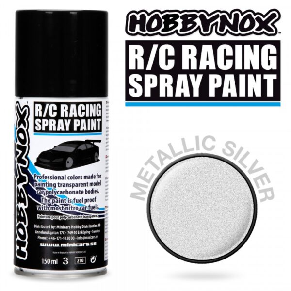 Hobbynox Metallic Silver R/C Racing Spray Color 150 ml