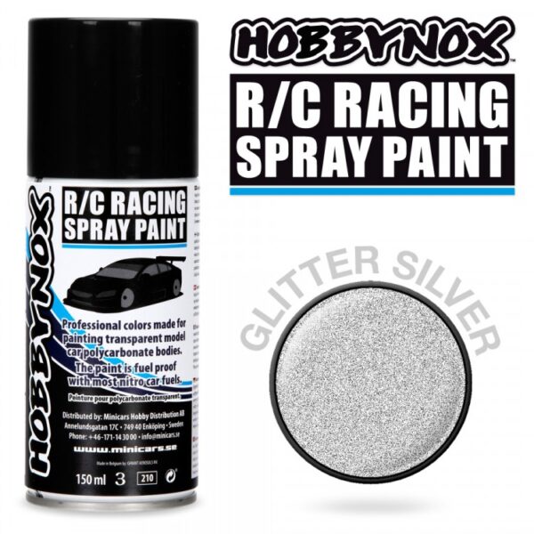 Hobbynox Glitter Silver R/C Racing Spray Color 150 ml