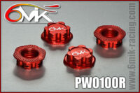 6Mik serrated & locking 1/8 Wheel Nut 1.0mm Red (4)